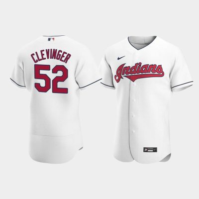 Men Cleveland Indians #52 Mike Clevinger White 2020 Home Jersey