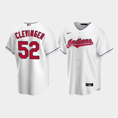 Men Cleveland Indians #52 Mike Clevinger White Replica Home Jersey