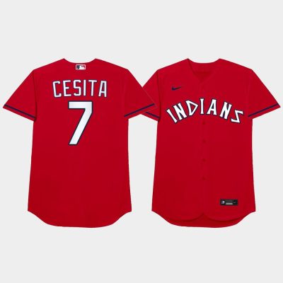 Men Cleveland Indians #7 Cesar Hernandez 2021 MLB Players Weekend Nickname Red Jersey