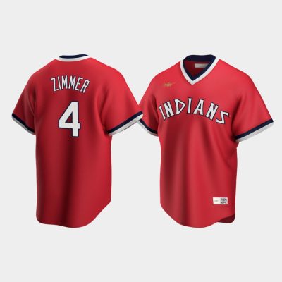 Men Cleveland Indians Bradley Zimmer #4 Red Cooperstown Collection Road Jersey