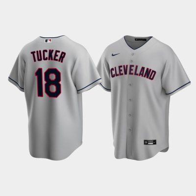 Men Cleveland Indians Carson Tucker #18 Gray 2020 MLB Draft Road Replica Jersey