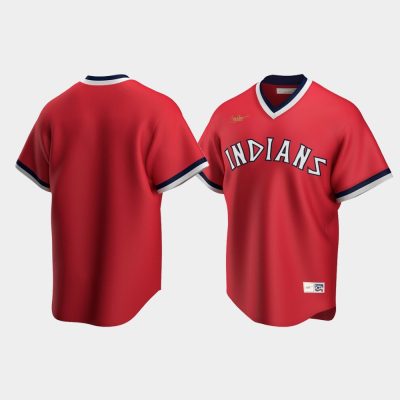 Men Cleveland Indians Red Cooperstown Collection Road Jersey