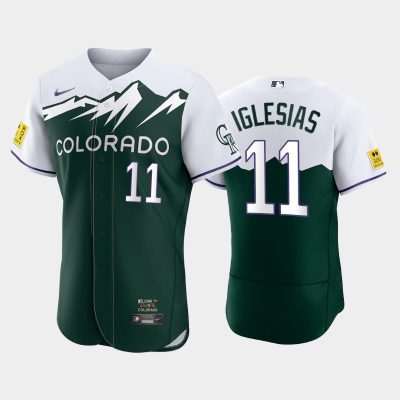 Men Colorado Rockies #11 Jose Iglesias 2022 City Connect Green Jersey