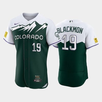 Men Colorado Rockies #19 Charlie Blackmon 2022 City Connect Green Jersey