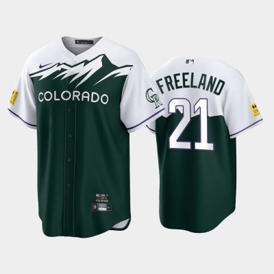 Men Colorado Rockies #21 Kyle Freeland 2022 City Connect Green Jersey Replica