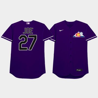 Men Colorado Rockies #27 Trevor Story 2021 MLB Players Weekend Nickname Purple Jersey