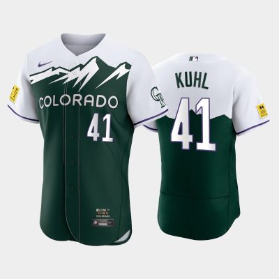 Men Colorado Rockies #41 Chad Kuhl 2022 City Connect Green Jersey