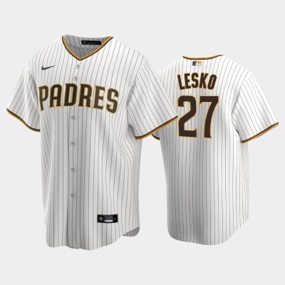 Men Dylan Lesko 2022 MLB Draft San Diego Padres White Brown Home Replica Jersey