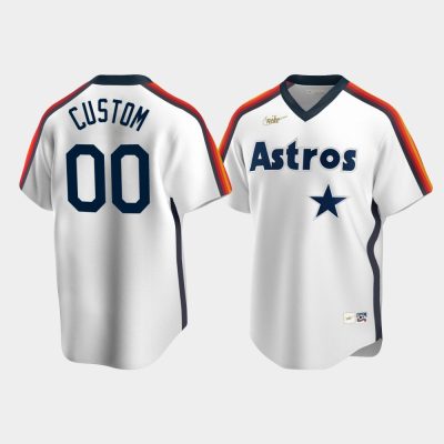 Men Houston Astros #00 Custom Cooperstown Collection Home White Jersey