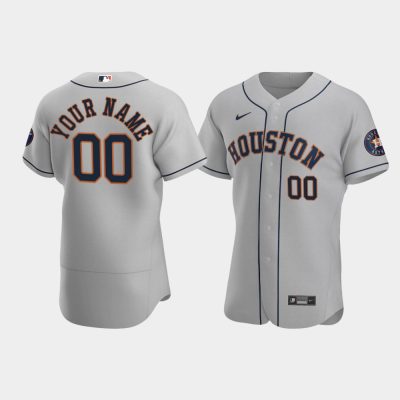 Men Houston Astros #00 Custom Gray 2020 Road Jersey