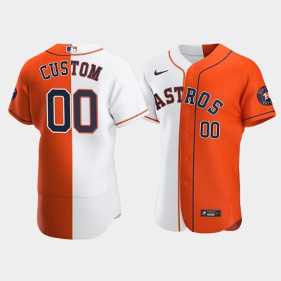 Men Houston Astros #00 Custom Orange Split Jersey