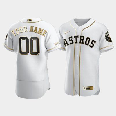 Men Houston Astros #00 Custom White Golden Edition Jersey
