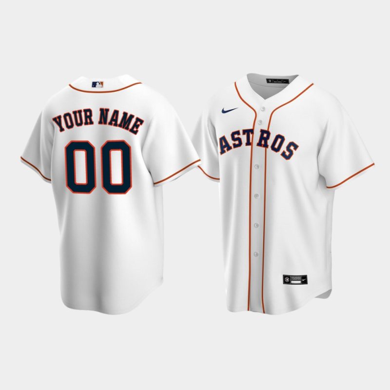Men Houston Astros #00 Custom White Replica Home Jersey