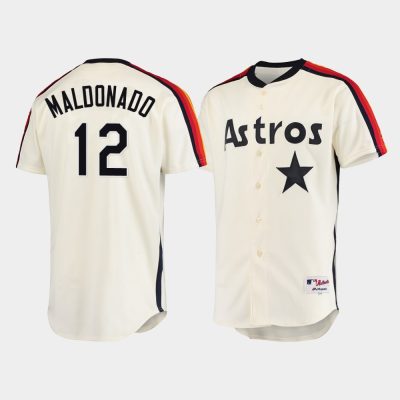 Men Houston Astros #12 Martin Maldonado Oilers vs. Astros Cooperstown Collection Cream Jersey