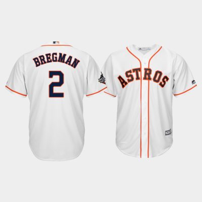 Men Houston Astros #2 Alex Bregman 2019 World Series Bound Cool Base White Jersey