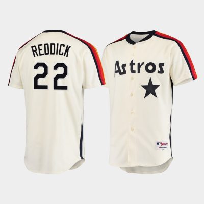 Men Houston Astros #22 Josh Reddick Oilers vs. Astros Cooperstown Collection Cream Jersey