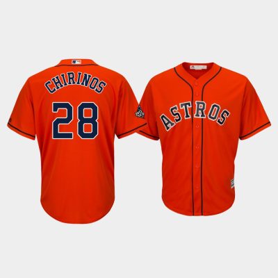 Men Houston Astros #28 Robinson Chirinos 2019 World Series Bound Cool Base Orange Jersey