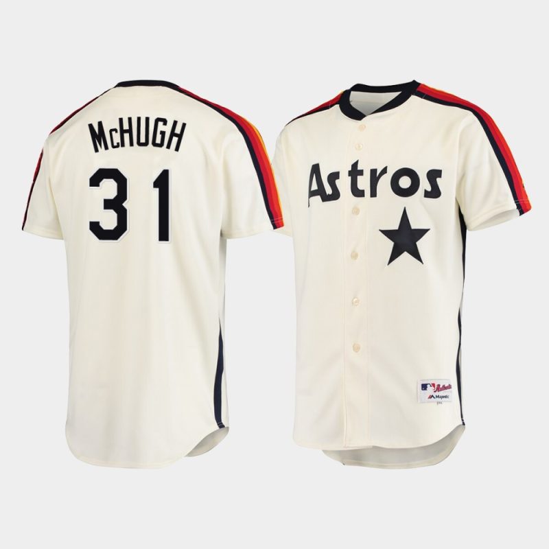 Men Houston Astros #31 Collin McHugh Oilers vs. Astros Cooperstown Collection Cream Jersey