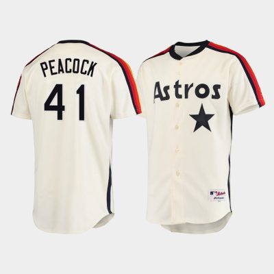 Men Houston Astros #41 Brad Peacock Oilers vs. Astros Cooperstown Collection Cream Jersey