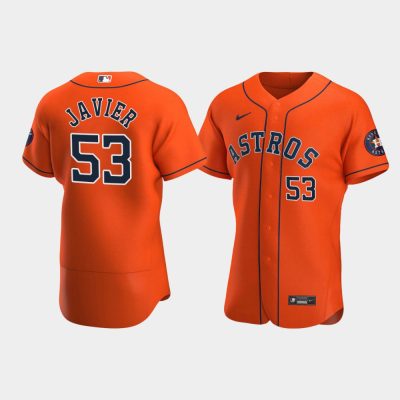 Men Houston Astros #53 Cristian Javier Orange Alternate Jersey