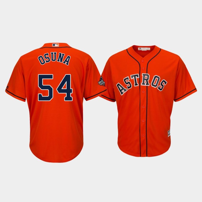 Men Houston Astros #54 Roberto Osuna 2019 World Series Bound Cool Base Orange Jersey