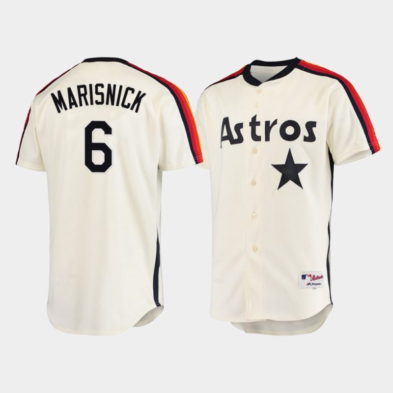 Men Houston Astros #6 Jake Marisnick Oilers vs. Astros Cooperstown Collection Cream Jersey