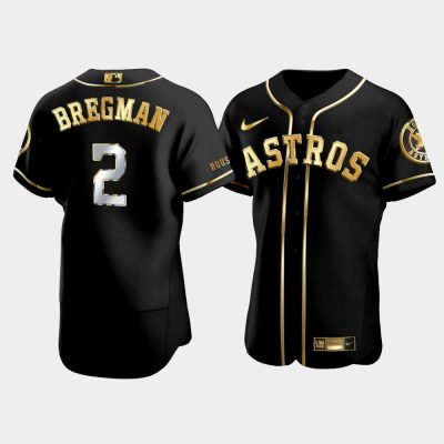 Men Houston Astros Alex Bregman #2 Black Golden Edition Jersey