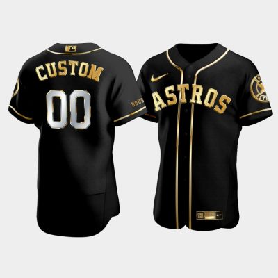 Men Houston Astros Custom #00 Black Golden Edition Jersey