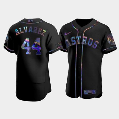 Men Houston Astros Yordan Alvarez Black Iridescent Logo Holographic Limited Jersey