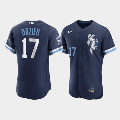 Men Kansas City Royals #17 Hunter Dozier 2022 City Connect Jersey - Navy