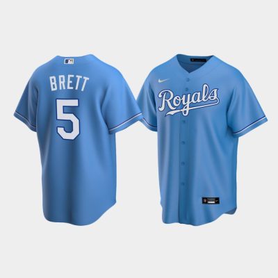 Men Kansas City Royals #5 George Brett Light Blue Replica Alternate Jersey