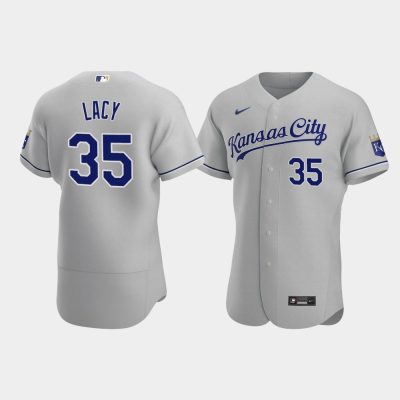Men Kansas City Royals Asa Lacy #35 Gray 2020 MLB Draft road Jersey