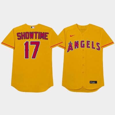Men Los Angeles Angels #17 Shohei Ohtani 2021 MLB Players Weekend Nickname Yellow Jersey