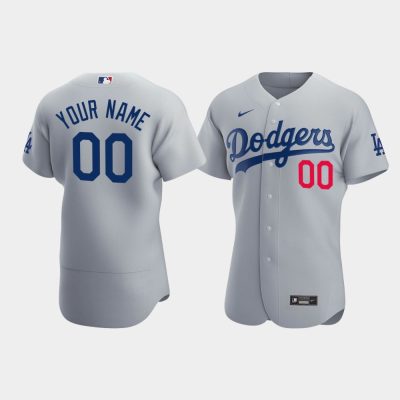 Men Los Angeles Dodgers #00 Custom Gray 2020 Alternate Jersey