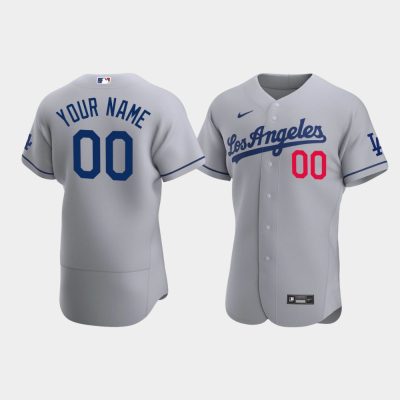Men Los Angeles Dodgers #00 Custom Gray 2020 Road Jersey