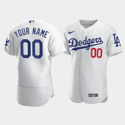 Men Los Angeles Dodgers #00 Custom White Jersey