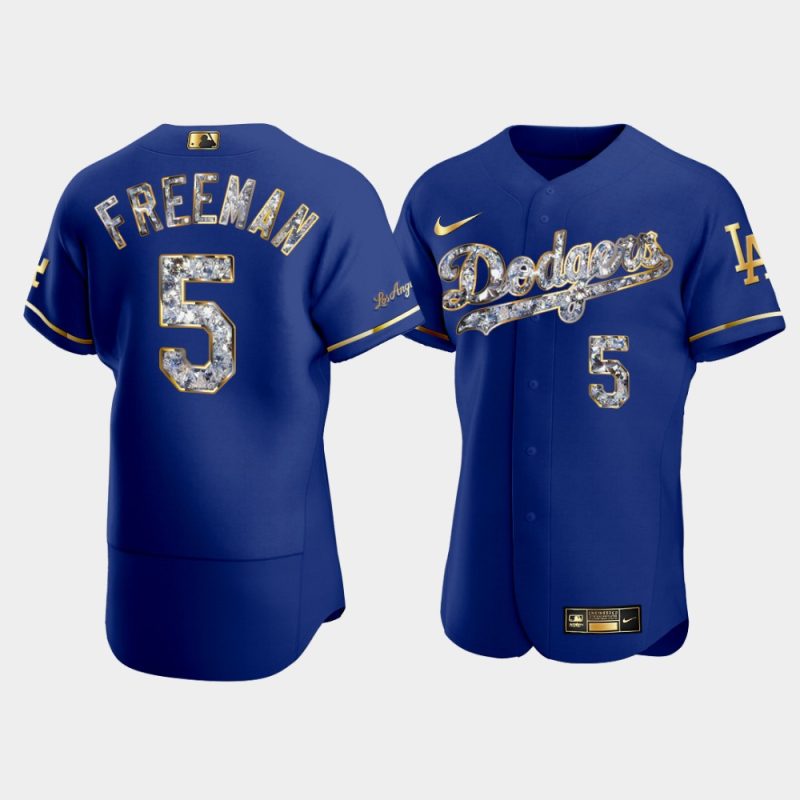 Men Los Angeles Dodgers #5 Freddie Freeman Diamond Edition Jersey - Royal