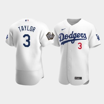 Men Los Angeles Dodgers Chris Taylor White 2020 World Series Home Jersey