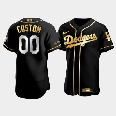 Men Los Angeles Dodgers Custom #00 Black Golden Edition Jersey