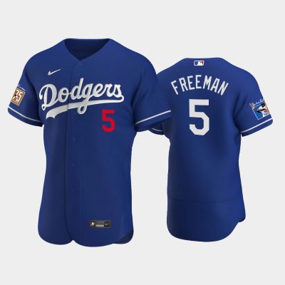 Men Los Angeles Dodgers Freddie Freeman Alternate Royal Jackie Robinson 75th Anniversary Jersey