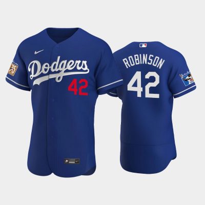 Men Los Angeles Dodgers Jackie Robinson Alternate Royal Jackie Robinson 75th Anniversary Jersey