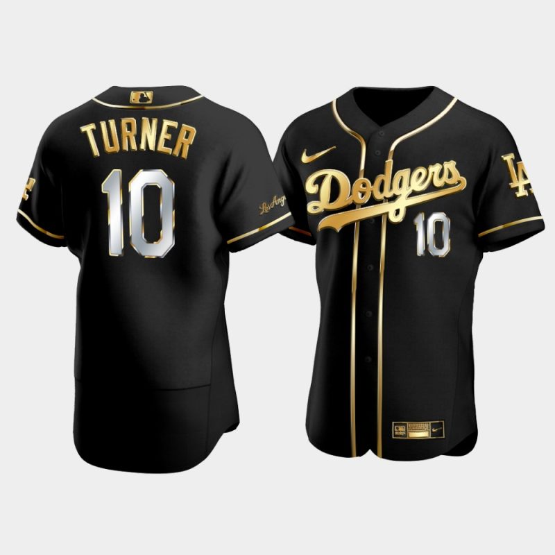 Men Los Angeles Dodgers Justin Turner Black 2021 Gold Program Golden Jersey