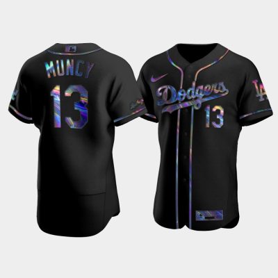 Men Los Angeles Dodgers Max Muncy Black Iridescent Logo Holographic Limited Jersey