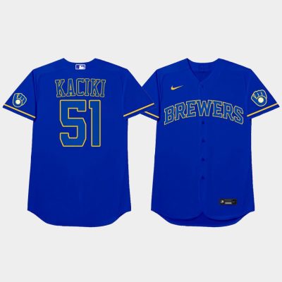 Men Milwaukee Brewers #51 Freddy Peralta 2021 MLB Players Weekend Nickname Blue Jersey