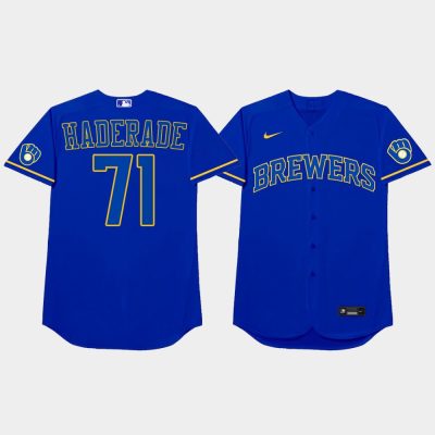 Men Milwaukee Brewers #71 Josh Hader 2021 MLB Players Weekend Nickname Blue Jersey