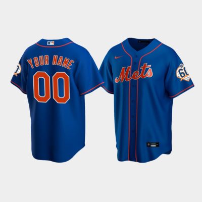 Men New York Mets Custom 60th Anniversary Alternate Royal Jersey