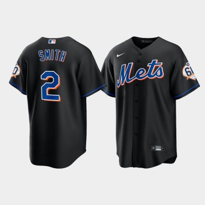 Men New York Mets Dominic Smith 60th Anniversary Replica Black Jersey