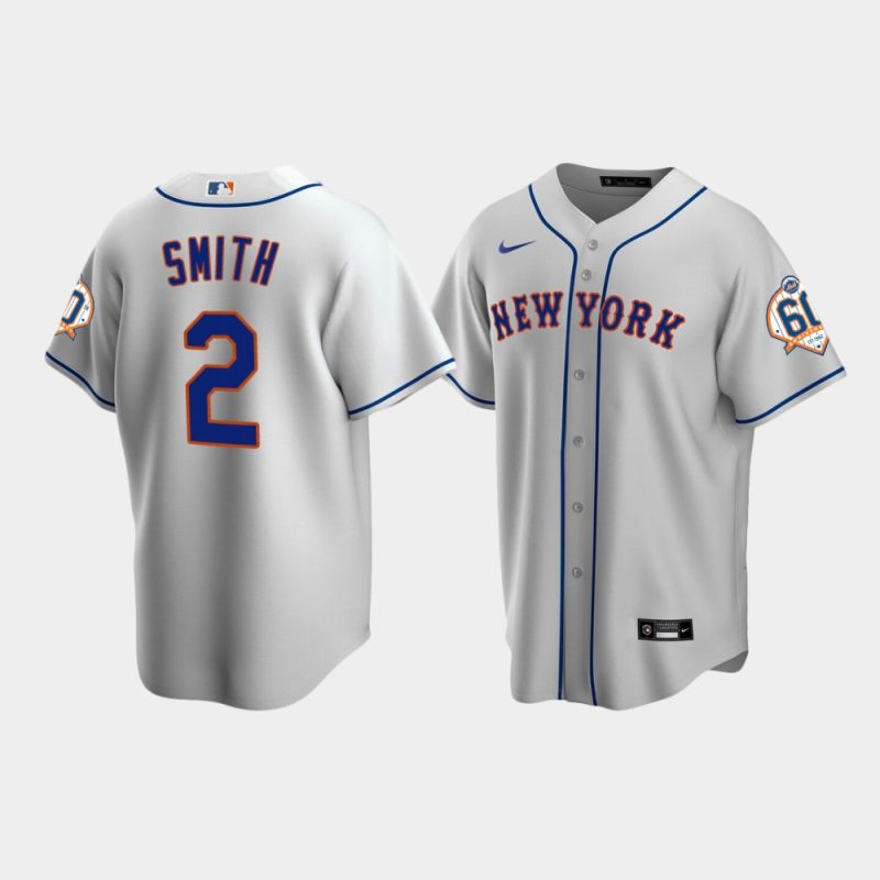 Men New York Mets Dominic Smith 60th Anniversary Replica Gray Jersey