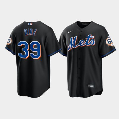 Men New York Mets Edwin Diaz 60th Anniversary Replica Black Jersey