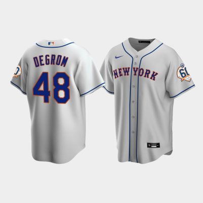 Men New York Mets Jacob deGrom 60th Anniversary Replica Gray Jersey